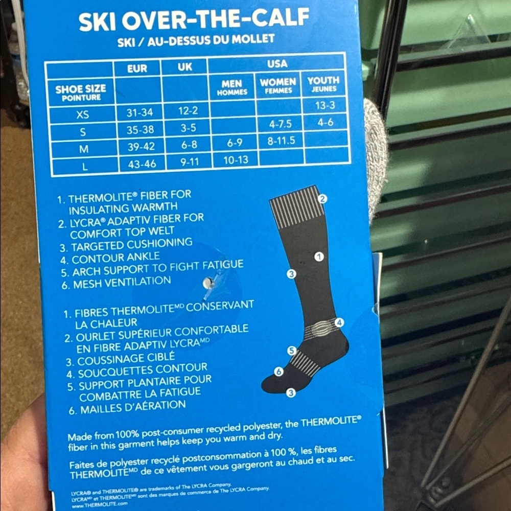 Columbia ski socks over the knee 2 pairs thermolite medium weight NEW - Picture 5 of 6